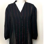 Christian Dior Vintage Sheer Stripe Blouse Black Photo 1