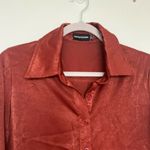 Pretty Little Thing Satin Bohemian blouse top XSMALL burnt orange long sleeve NWOT Photo 6