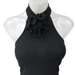 NA-KD Black Sleeveless Rose Halter High Neck Slit Midi Maxi Bodycon Dress XS Photo 2