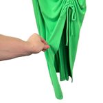 ZARA  XS GREEN MIDI DRESS WITH DRAPED DETAIL Ruched Tie Slit Christmas Party Photo 5