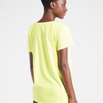 Athleta  Boulevard V Neck Tee Neon Yellow Small Shirt Stretchy Featherweight Photo 2