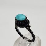 Vintage Handcrafted Sterling Silver & Turquoise Ring (7) Blue Photo 2
