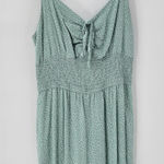 Jessica Simpson Jumpsuit Womens M Green White Polka Dot Wide Leg Smocked Straps Photo 0