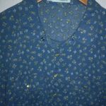 Maurice's  M Western Snap Front Blue Gold Floral Top Photo 4