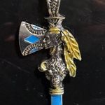 Beautiful Silvertone Native American Hatchet Pendant Necklace Silver Photo 2