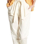 Free People High Waisted ‘90S Peg Paperbag Pants in Creme- Size 8 Photo 0
