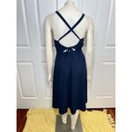 Madewell Navy Cross-Back Midi Fit and Flare Dress Photo 5