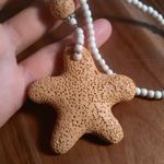 Orange Starfish Lava Stone and White and Blue Howlite Necklace Photo 6