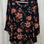 Torrid  Womens Floral Blouse Size 3X Black Chain Neckline Dark Romantic Feminine Photo 0