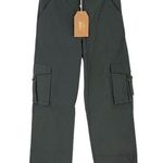 Listicle Womens Flat Front Cotton Straight Cargo Pants Black Charcoal Wash Small Photo 1