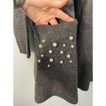CeCe Women Charcoal Gray Long Sleeve Pearl Embellished Pocket Cardigan Sweater M Photo 1