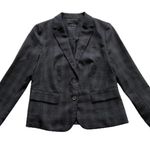 Talbots  Women Gray Plaid Button Front Wool Blend Lightweight Blazer Jacket Sz 6 Photo 8
