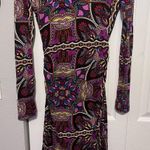 Satva  multicolored print body con midi dress size small Photo 2