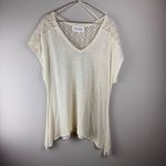 Two by Vince Camuto Tribal Beat Lace Inset Shark Bite‎ Hem Shirt Top Chalk Sz XL Photo 13