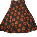 LuLaRoe  Azure A-Line Gray Stripe Orange Red Flower Skirt Size XS EUC #6855 Photo 0