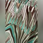 Dress Barn  Retro Print Flutter Hem Midi Dress  Teal Green Brown Whimsical Size 10 Photo 10