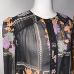 ASOS  Floral Patchwork Print‎ Sheer Button Up Long Sleeve Mini Dress US 14 Photo 1