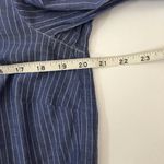 Loft Blue and white Striped button front floral embroidered shirt small Photo 5