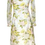 Vintage Yellow & Light Pink Floral Chiffon Sheer Pleated Ruffle Maxi Dress Size undefined Photo 0