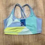 Pelaton x WITH Wear It To Heart | Geometric Print Strappy Sports Bra, Size M Blue Size M Photo 3