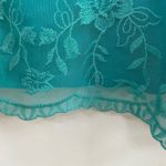 Catherines  Blue Lace Top 2X Womens Plus Long Sleeve V Neck Scallop Hem Overlay Photo 4