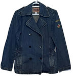 Mudd Jeans Women's Denim Jean Three Button Jacket‎ Buttoned Shoulders Size M Blue Size M Photo 0
