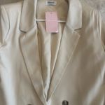 The‎ Workshop women's blazer with shoulder pads and pockets, size Large Beige Tan Photo 5