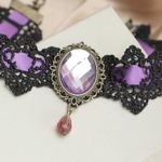 Gothic Black/Purple Lace Necklace Collar Choker Retro Style Faux Fashion Jewelry Black Photo 3