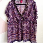 Sunny Leigh Sunny‎ Leigh Sheer Paisley Babydoll Top Y2K Indie Boho Retro Festival 2X Photo 0