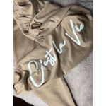 Boohoo  Tan Stone C’est La Vie Slogan Joggers Stretch Sweatpants Sz 12 Large Photo 3