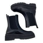 Good American Black Faux Leather Chelsea Lug Sole Pull On Combat Boots 11 NEW Photo 2