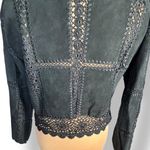 Vintage Scully Black Suede Leather Crochet Lace Jacket Western Boho Cowgirl 12 Photo 7