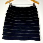 Aryn K . Zipper teeth medium Skirt Ruffle Trim Ponte Mini Skirt Black unique Photo 0