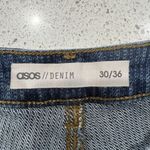 ASOS Design Size 30 Jeans Straight Leg Blue High Rise Cut Off Ankle Hem Women’s Photo 2