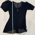 Women’s Black Sheer Flowy High Low Blouse Cut Out Back Sz Sm Elastic Cuffs Photo 6