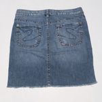 Silver Jeans Ana Denim Skirt-Size 29-Asymmetrical Seam-Raw Hem-Embroidered Photo 4