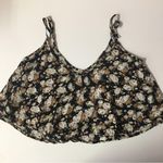 PacSun Black Floral V-Neck Semi-Cropped Top EUC Size S Photo 3