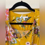 DR2 Women’s yellow floral boho blouse shirt with bow Size L Photo 1