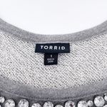 Torrid  Heather Grey Jewel Rhinestone Embellished Crewneck Sweatshirt Size 1X Photo 9