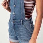 Hollister Button Up High-Rise Mom 4” Short Cuffed Hem Summer Denim Overalls NEW Photo 1