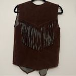 Vintage Expressions by Campus Suede Fringe Vest | Made in USA | Western Boho Brown Size undefined Photo 2