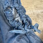 Free People We The Free Short Sleeve Oversized Denim Look Top A41 Photo 5