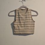 Aura  Striped Crop Top - Cream and Brown Photo 1