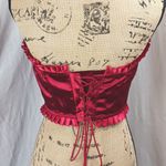 Spirit  Halloween Women's Red Ruffle Satin Lace Up Corset Top Cosplay Costume L Photo 2