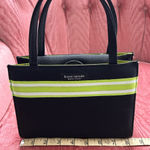 Kate Spade  Black Tote with Green Stripes Photo 0