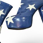 Blue platform ankle boots with white stars wonderwoman go go women’s size 8 Photo 3