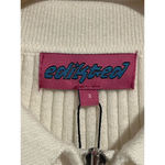 Edikted Ribbed Knit Cardigan Sweater Womens Size S Cream Collared Double Zip NEW Photo 4