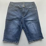 1822 Jean Shorts Size 10 Womens Bermuda Mid Rise Medium Wash Blue Denim Stretch Photo 0