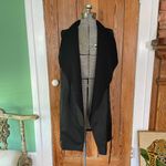 Vince Long Waterfall Draped Black Leather Belted Tie Vest w/ Pockets - Sz XS Photo 5
