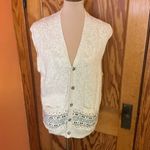 Vintage 90s Grandpa Linen Sweater Vest Button Front Neutral Knit Size XL Photo 4